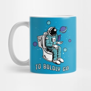 Poopin Astronaut Boldly Go Color Funny Space Gift Mug